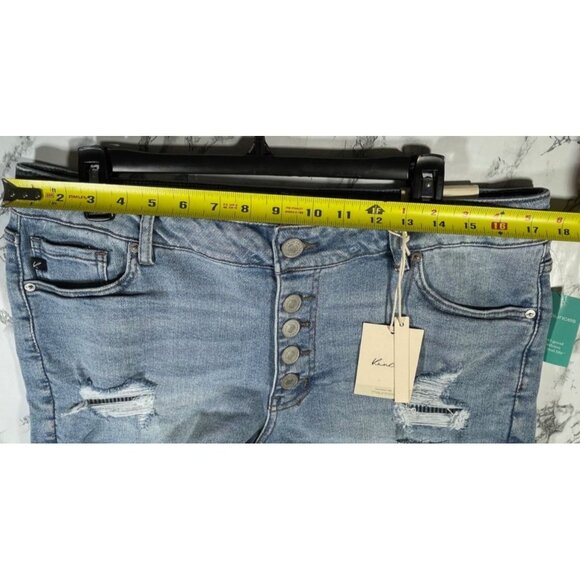 Kancan Womens High Rise Denim Shorts Size 14 Distressed Ripped Style Blue - Picture 4 of 6
